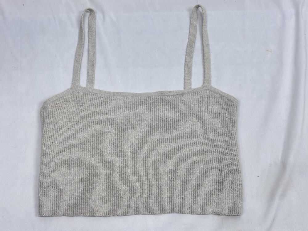 Madewell Women's Halstead Square Neck Spaghetti Strap Sweater Tank Beige size S